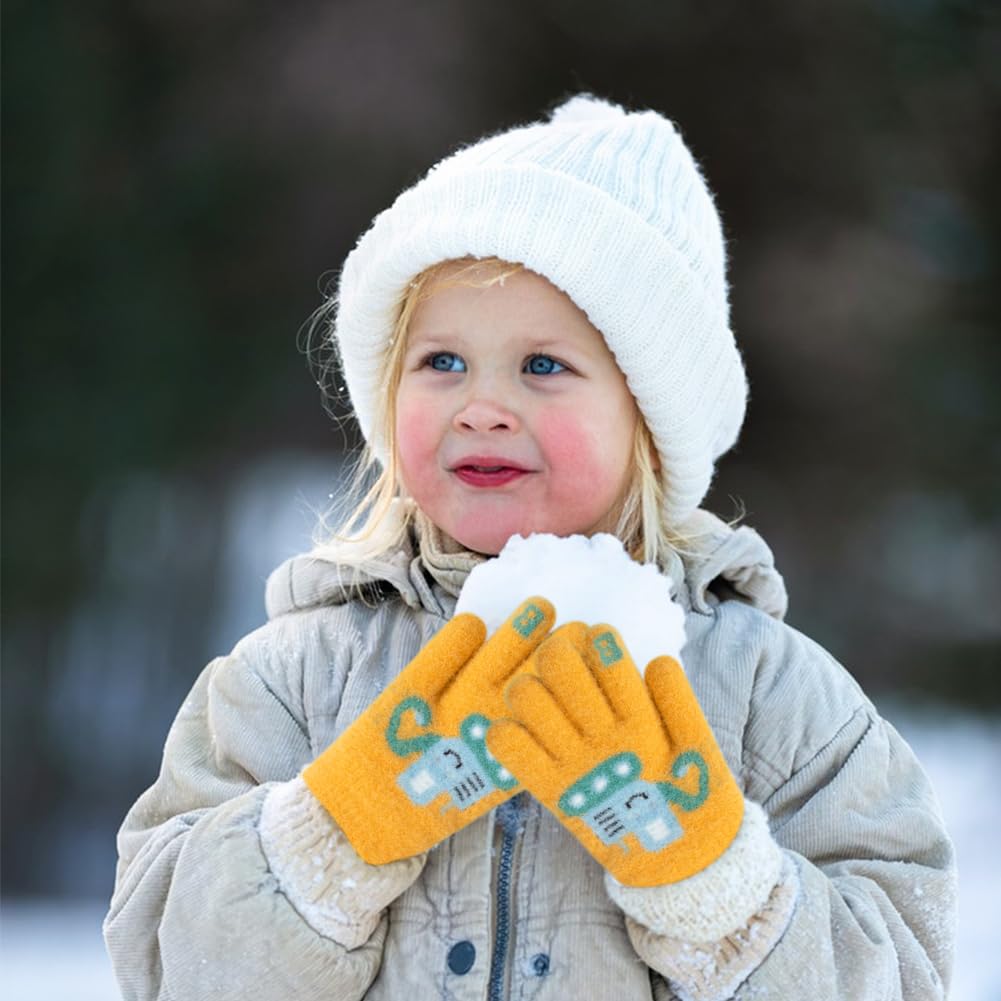 Gants Hiver Enfant 3 Paires Mitaines Tricot Extensibles Colorés Chauds 4-10 Ans Garçons