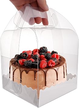 ASelected 10Pcs Clear Cake Boxes, Plastic Cake Boxes 4Inch, Cake Holder Square Gift Box Cupcake Display Box Carrier Cake Container for Candy Chocolate Dessert At Birthday, Parties and Wedding