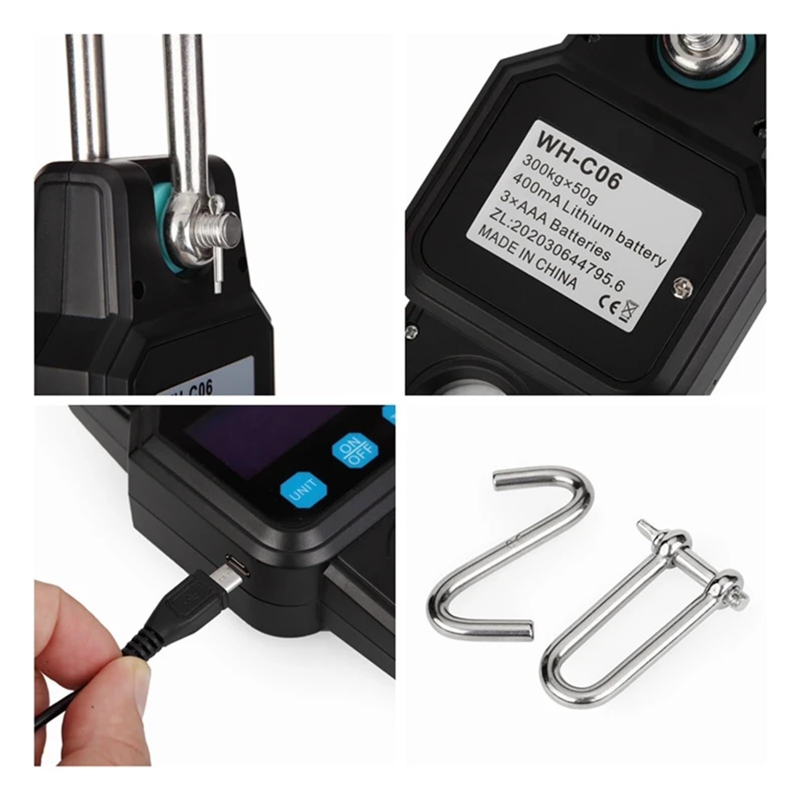 Wisząca waga dźwigowa 300kg/50g Mikro Waga Dźwigowa Akumulatorowa Waga Z Hakiem Do Zawieszania Bluetooth Cyfrowa USB Stal Nierdzewna Heavy Duty Waga(Orange)