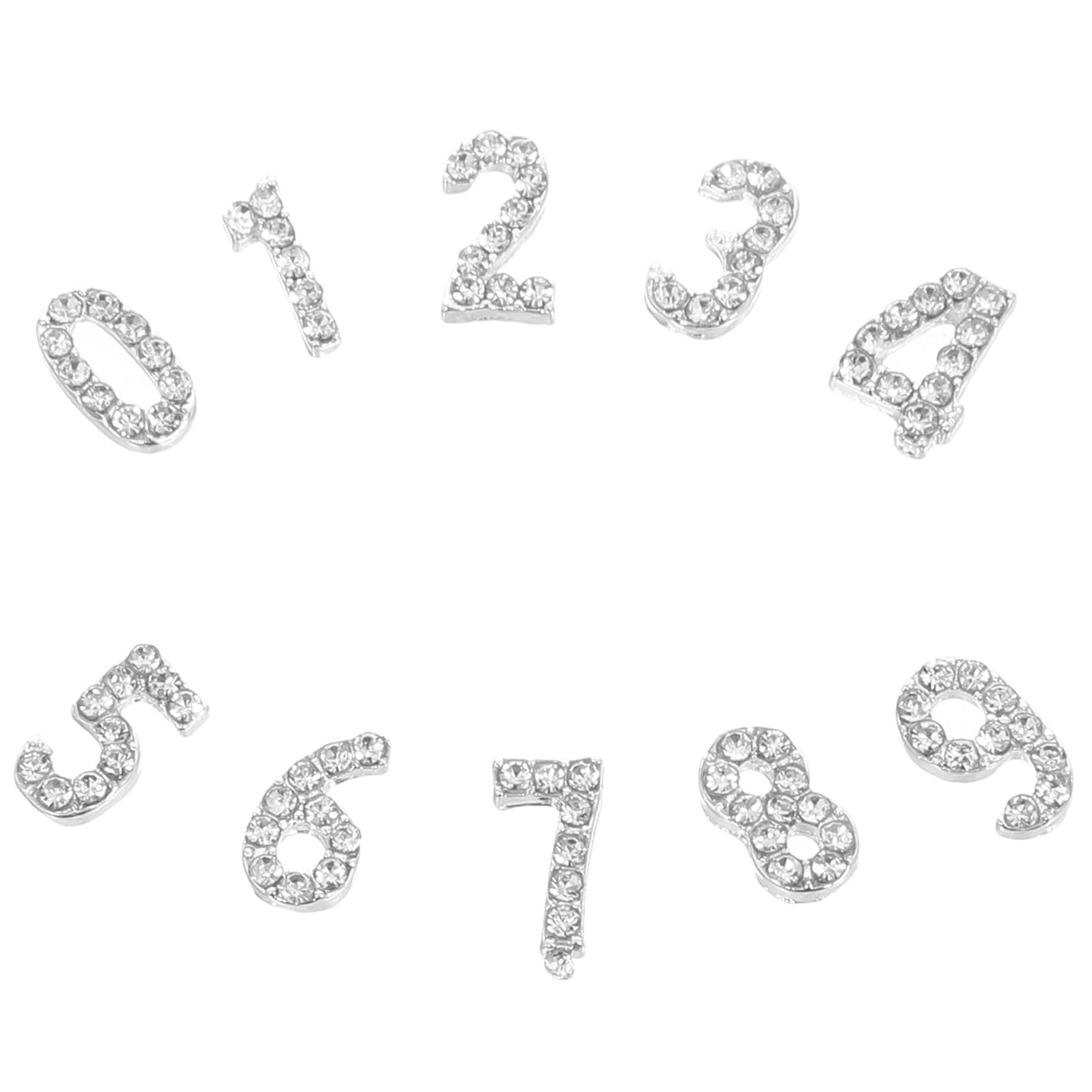 Ciondoli per Unghie Numeri in Strass 100 Pezzi Decorazioni Nail Art Gemme Piatte in Ferro Argento per Feste e Uso Fai da Te Accessori Scintillanti per Unghie Artistiche