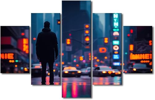 Miniatura 108 de Lienzo decorativo moderno para pared, pintura artística Cyberpunk, impresión de 5 paneles, decoración de lienzo para sala de estar para dormitorio