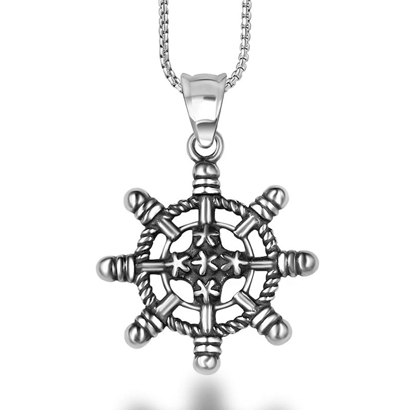 Collier gouvernail marine vintage pour homme avec pendentif rétro en acier titane inoxydable