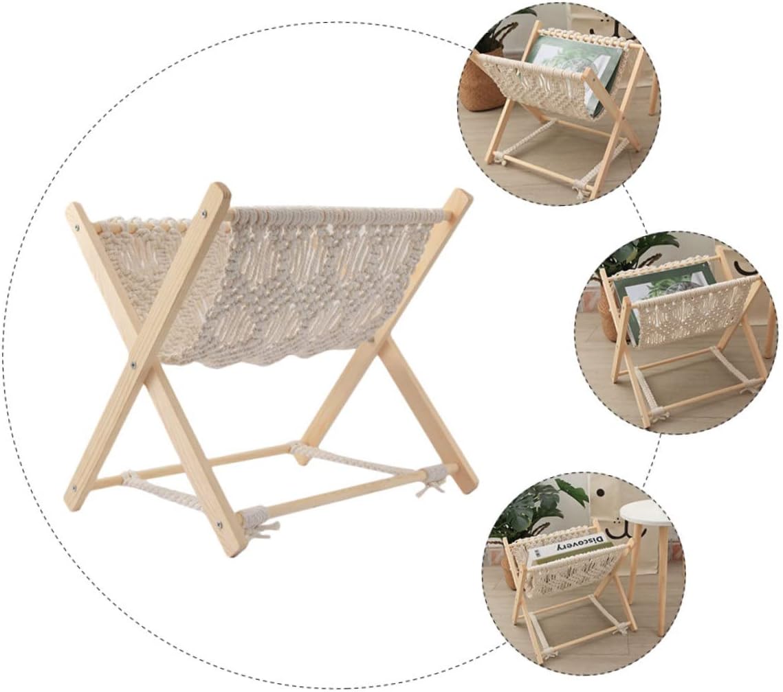 Cotton Rope Folding Magazine Rack Rustic Storage Shelf for Books and Sundries Stylish Organizer for Living Room and Office