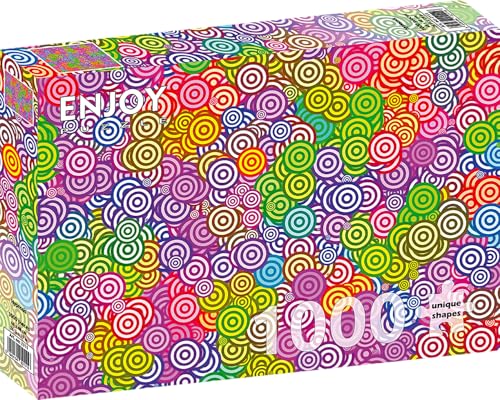 Puzzle 1000 pièces pour Adultes - Collage de Cercles Ronds Multicolores | Finition Mate antireflet | Puzzle Amusant et exigeant | 68 x 48 cm | Cadeau Original | Enjoy