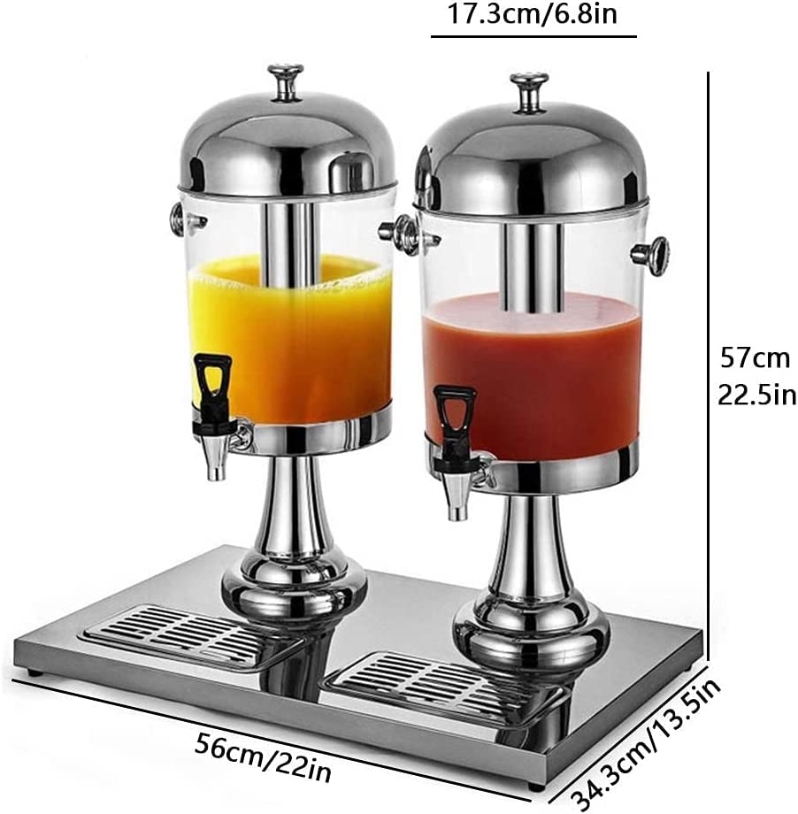 16L Commercial Beverage Dispenser, Stainless Steel Cold Juice Beverage Dispenser, With Ice/hot Column, Drain Tray