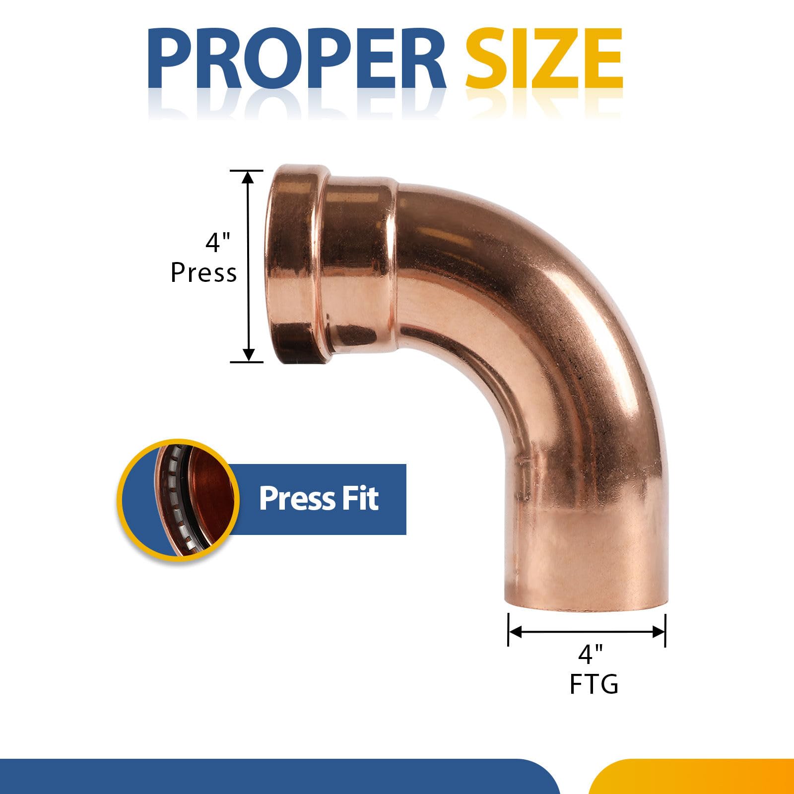 Paquete de 20 Codos de Calle de Cobre, Codo de Calle de 90 Grados de 4 Pulgadas P x FTG, Conector de tubería de presión a Rosca Hembra.