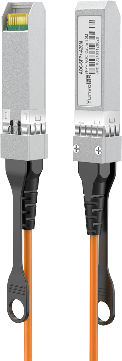 10G SFP+ to SFP+ Active Optical Fiber Cable Direct Attach Copper with Multi-Mode Fiber Cable for Cisco,MikroTik,Ubiquiti...Etc Switch(AOC 20Meters)