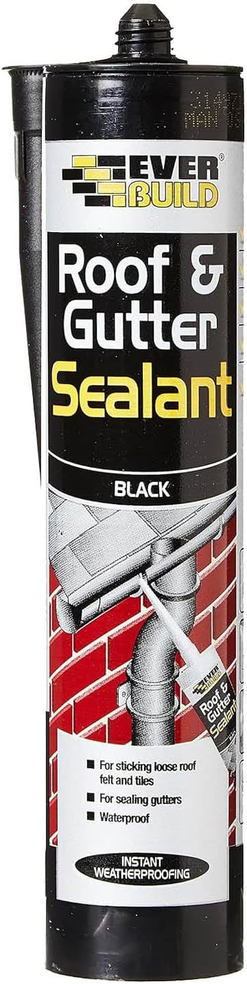 Everflex Roof and Gutter Sealant – Butyl-Based Sealant and Adhesive for Roofing – Excellent Weathering Properties – Black – 295 ml