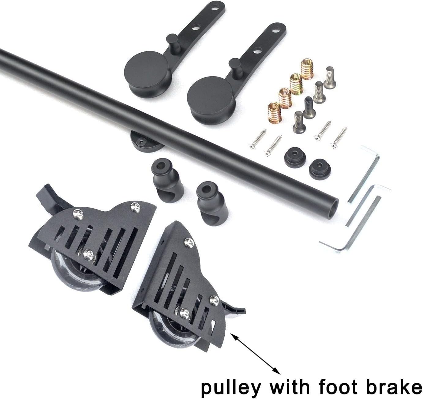 Rolling Ladder Hardware Kit Library Sliding Ladder Hardware Kit, Library Sliding Ladder Hardware Round Track/Rail, with Floor Roller (200cm(6.6 ft) track kit)