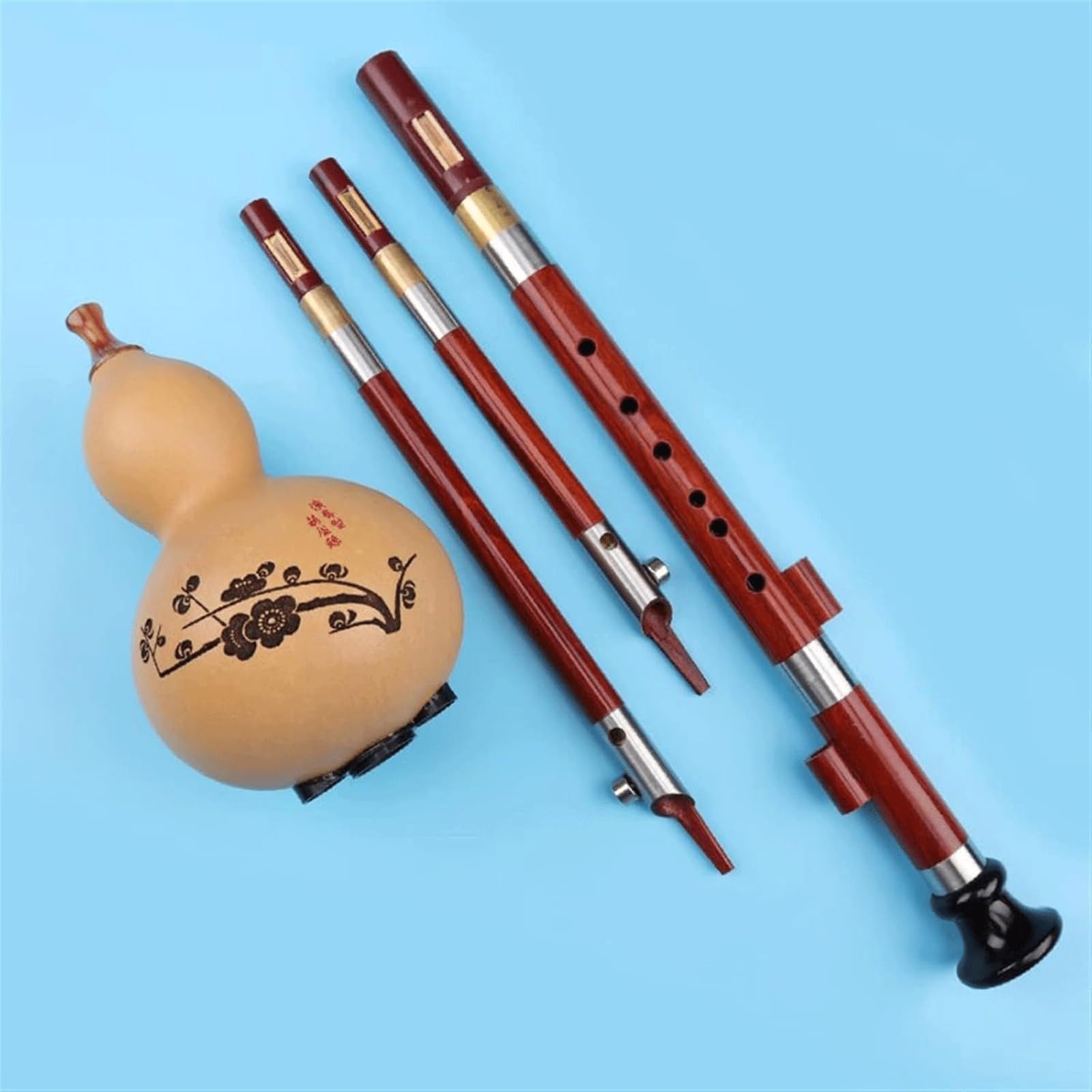Instrumento de Viento étnico, Instrumento Hulusi, Tubo de Sonido de Caoba, Flauta Hulusi Profesional para Adultos Flauta de Calabaza