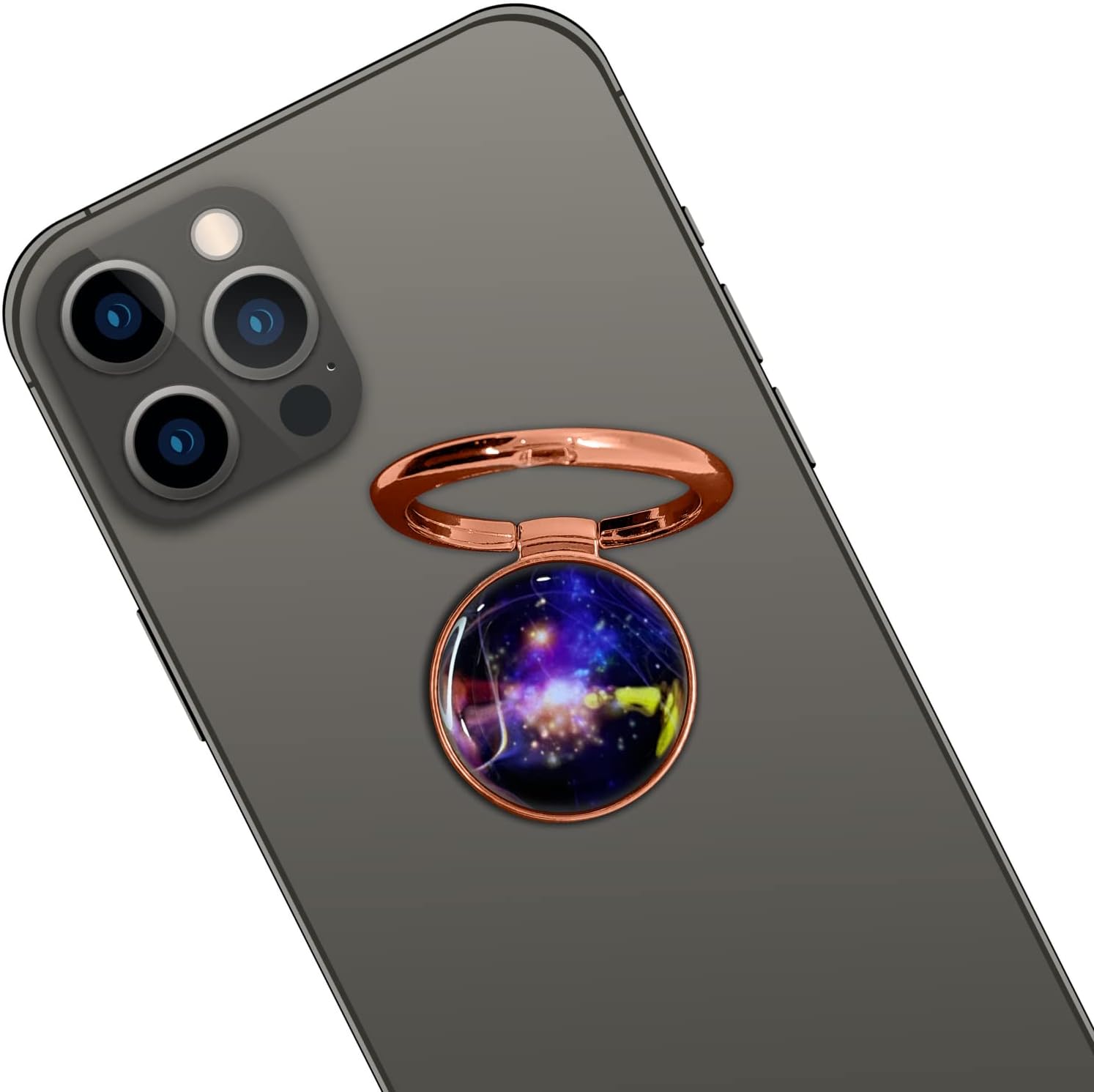 Swap-n-Snap 360° Holo-Ring Metallic Mobile Phone Hand Holder Back Grip and Stand for All Cellphones & Covers - Marble & Decorative
