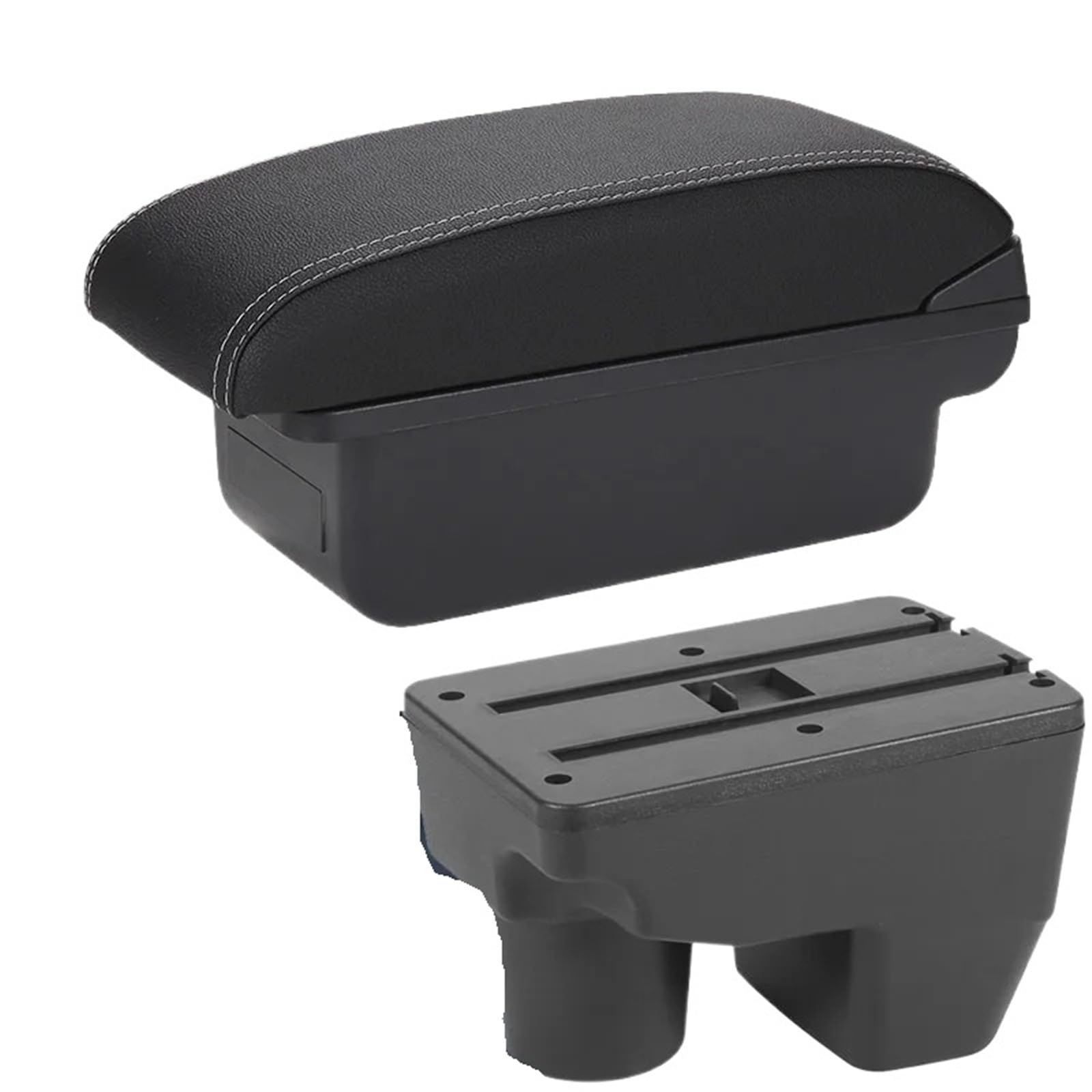 NOKRGQW Car Armrest Box For Toyota For Yaris 2021 2022 2023 2024 Car Armrest Storage Box Retrofit Parts Interior Car Accessories(C3 Black white NOUSB)
