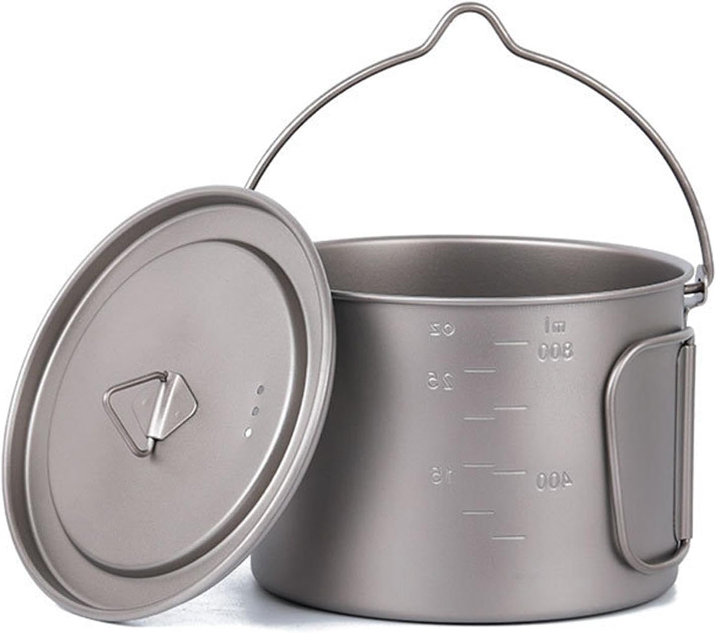 harayaa 900ml Outdoor Titanium Pot Hanging Pot with Foldable Handle Round Travel Mug Outdoor Coffee Mug Titanium Cup for Kitchen BBQ