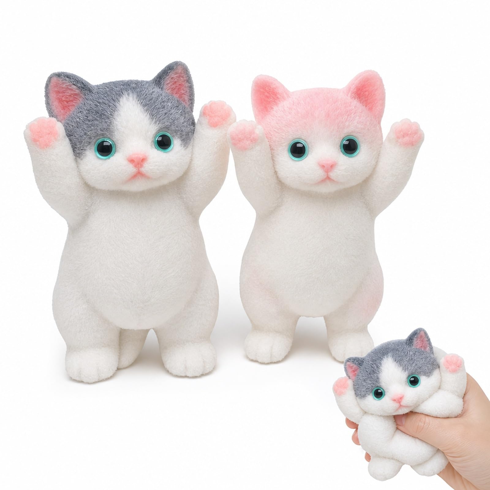 2 PCS Cat Decor Figures, Set of Two Cat Shaped Desk Ornaments, Ideal for Cat Lovers and Home Office Decoration