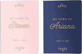 Navy and Blush Personalized Wedding Vow Books His and Hers, Set of 2 Vow Books