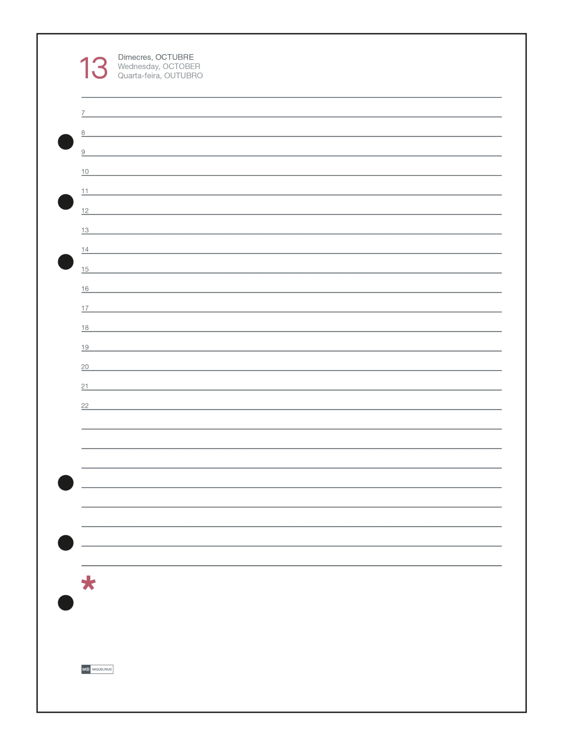Miquelrius - Agenda anillas 16 meses (Septiembre 2023 a Diciembre 2024), Día Página, Tamaño Plus 155 x 213 mm (similar A5), Acabado Símil Piel, Rosa, Catalán