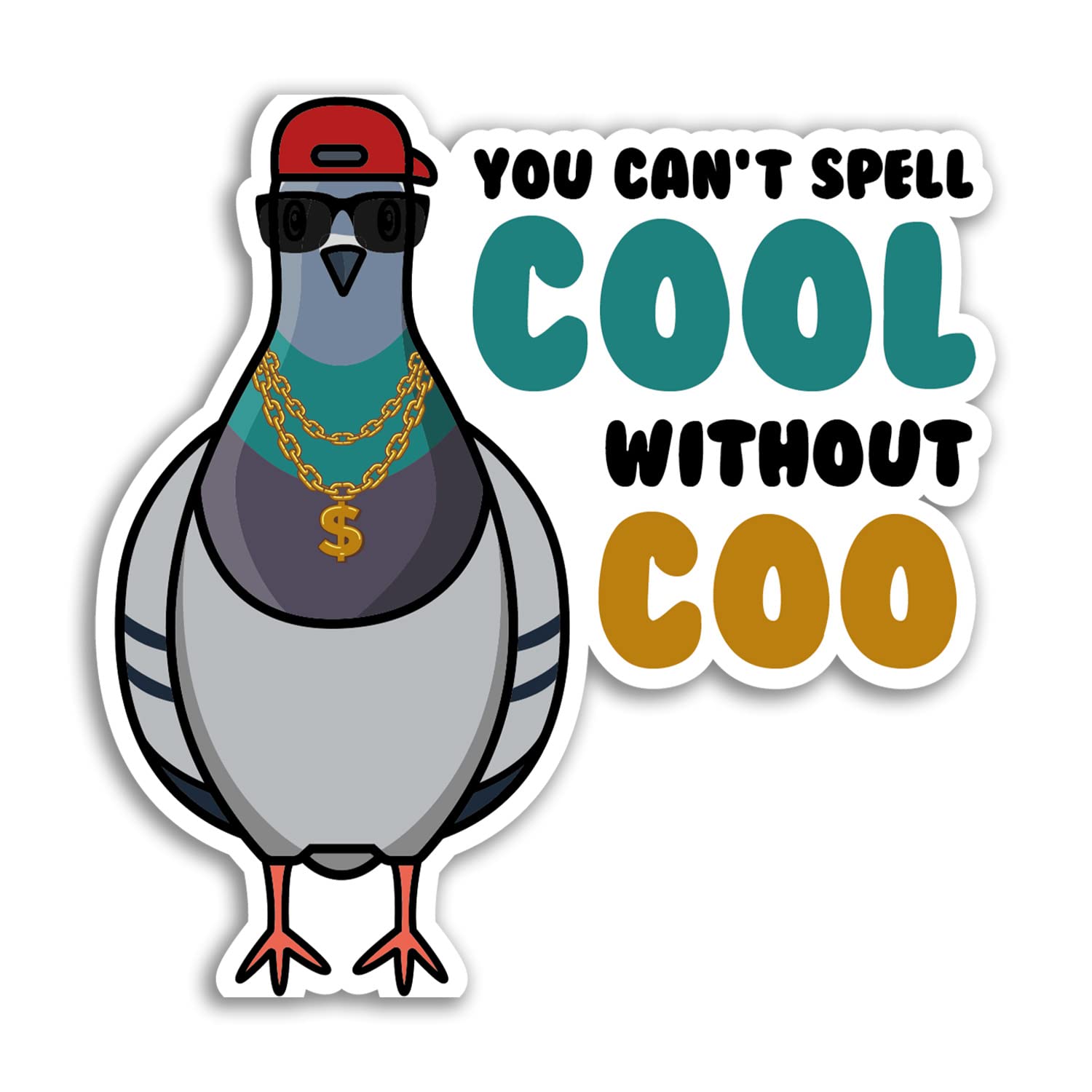 2 x 10cm Tall Gangster Pigeon Birds Vinyl Stickers - Funny Can't Spell Cool Without Coo Pigeons Bird Animals Pets Cartoon Sticker #77553