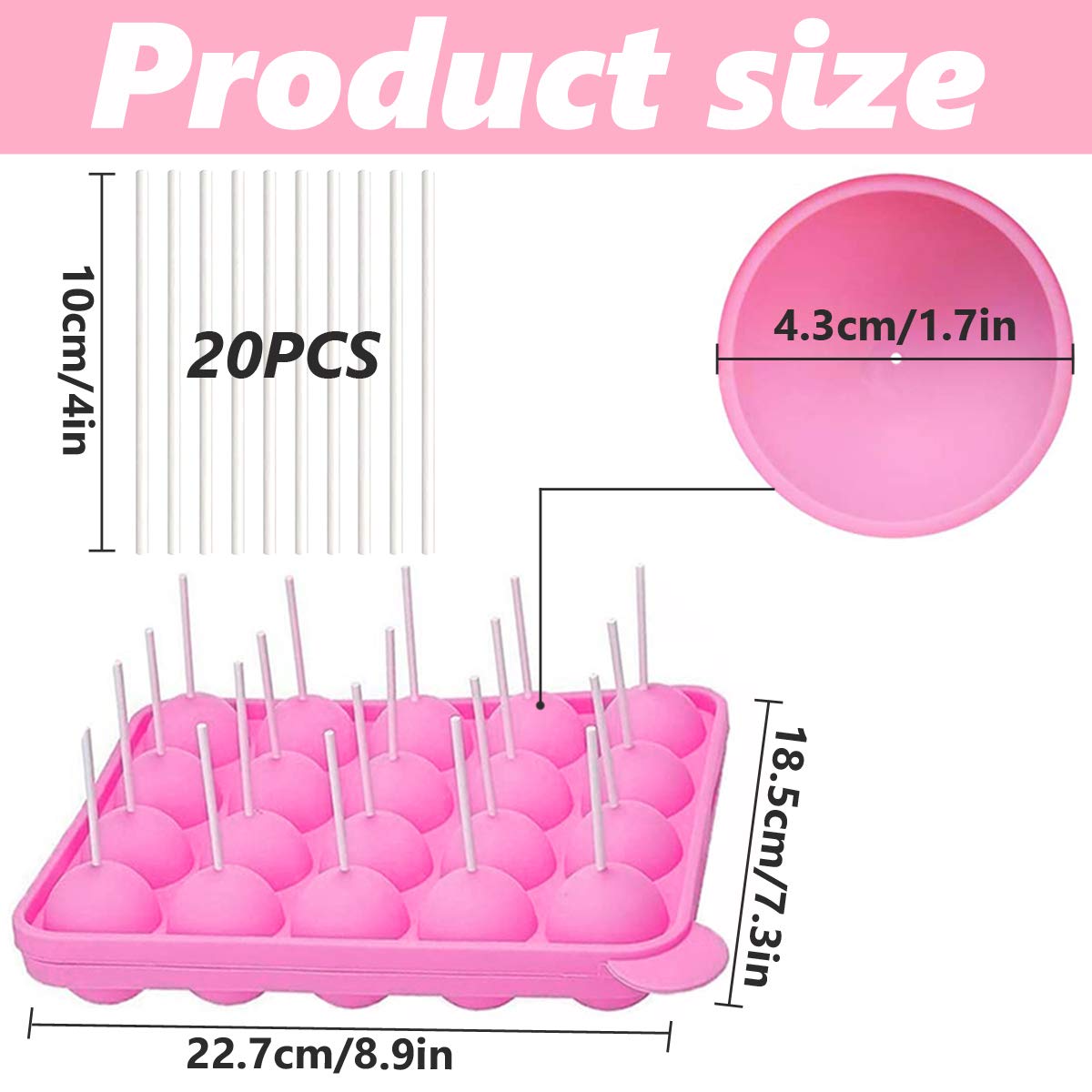 Stampo Cake Pop In Silicone - 20 Cavità, Con Bastoncini, Per Lecca Lecca E Dolci - Foto 4