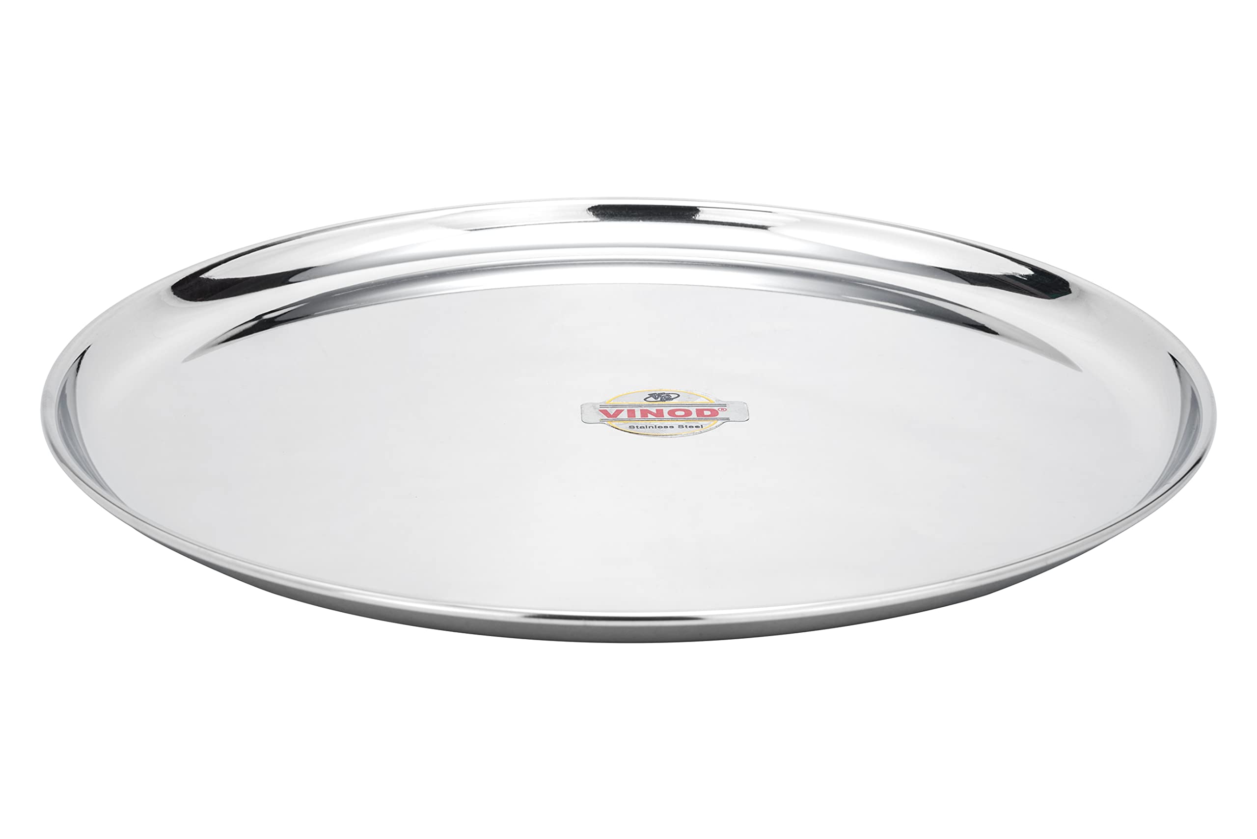 Vinod Mirror Finished Bangla Bogi Steel Dinner Plate - Pack of 6 (Dia: 26 Cm, 10.4 Inch)