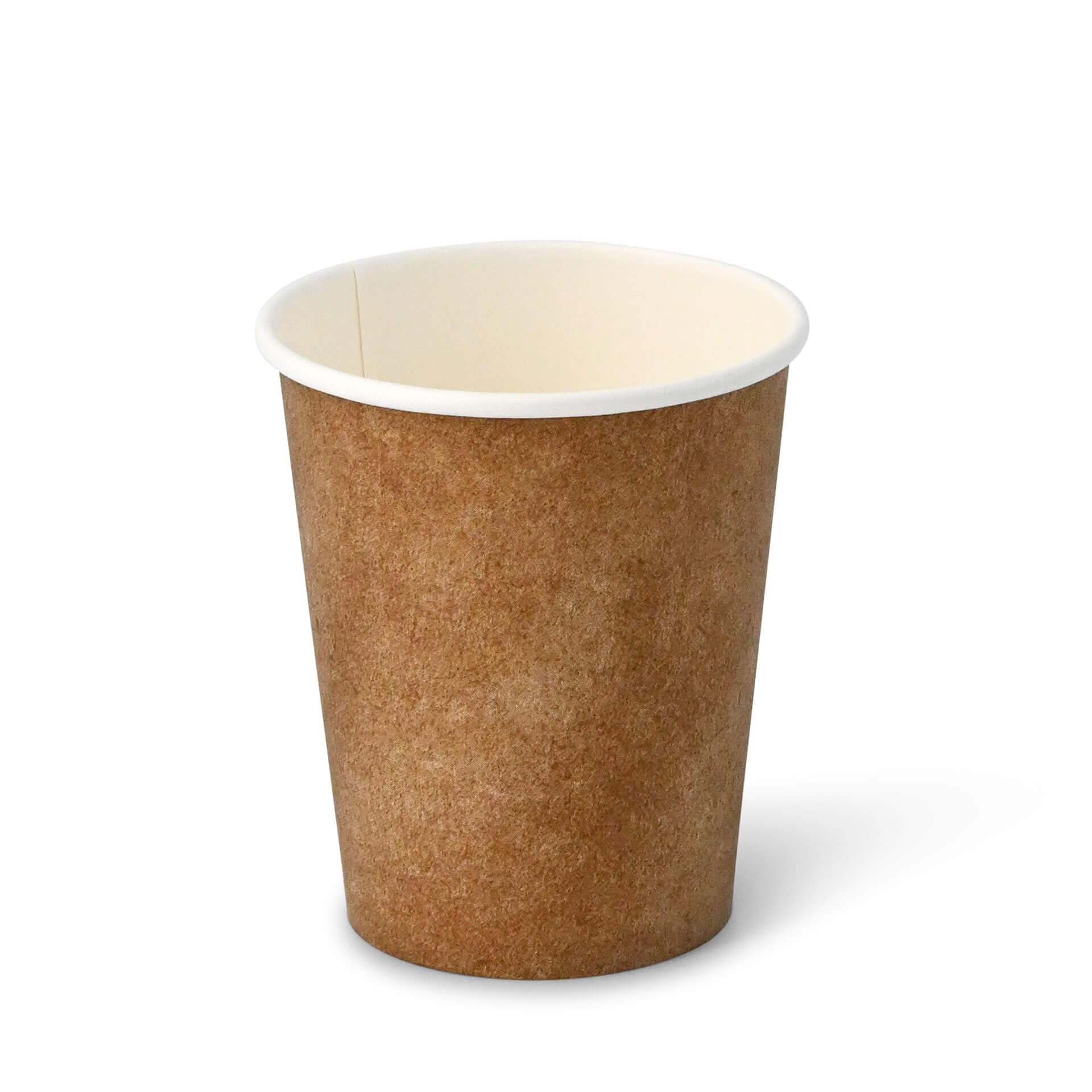 BIOZOYG 1000x vasos desechables 200 ml / 8 oz, Ø 80 mm blanco con estampado marrón - vasos cafe sin plástico y con materiales sostenibles - vasos cafe desechables