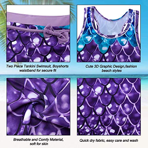 Belovecol Girls Swimsuits Two Piece Tankini Bathing Suits Boyshort Summer Beach Rash Guard Swimwear for 4-15T4