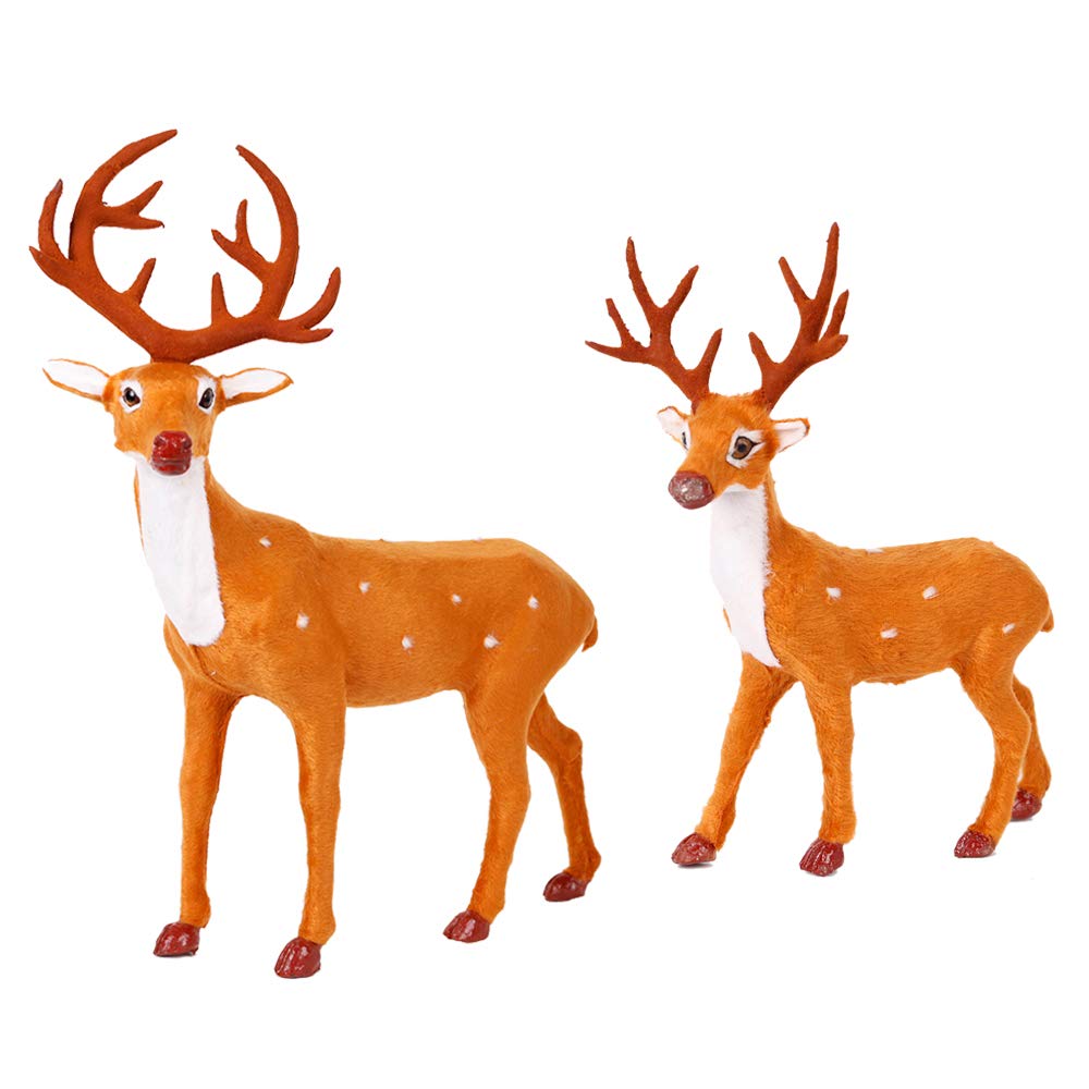 LUCKYERMORE Christmas Simulation Reindeer Craft Art Ornaments for Home Festive Xmas Party Decoration (1-Foot + 1.6-Foot Height)