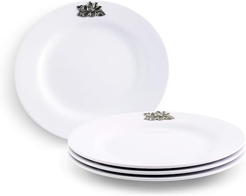 Miniatura 14 de Arthur Court Plato de melamina pesado y duradero, 4 piezas, para uso en interiores y exteriores, fiestas y uso diario, vajilla vintage de 10