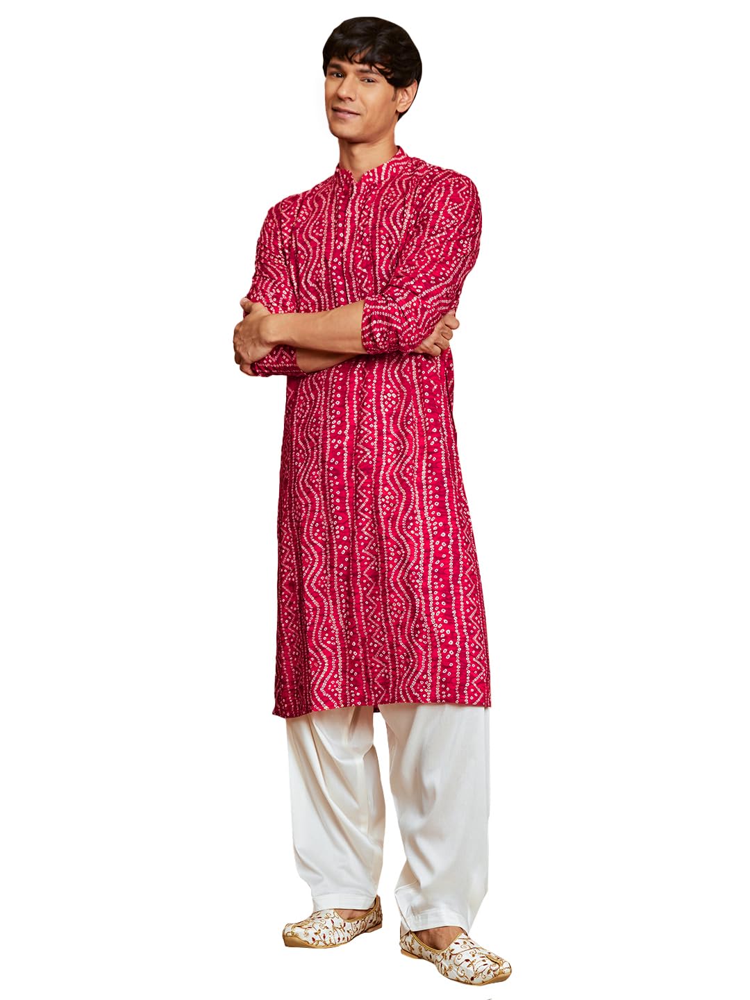 Men VASTRAMAY Men's Pink Rayon Kurta and Patyala Set-picture-30