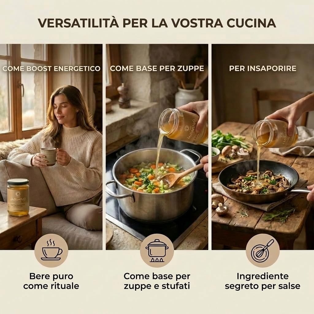 JARMINO brodo biologico di ossa di vitello (6x 350ml) | collagene naturale e acido ialuronico | organico e puro | Bevanda salutare o come base per zuppe e salse