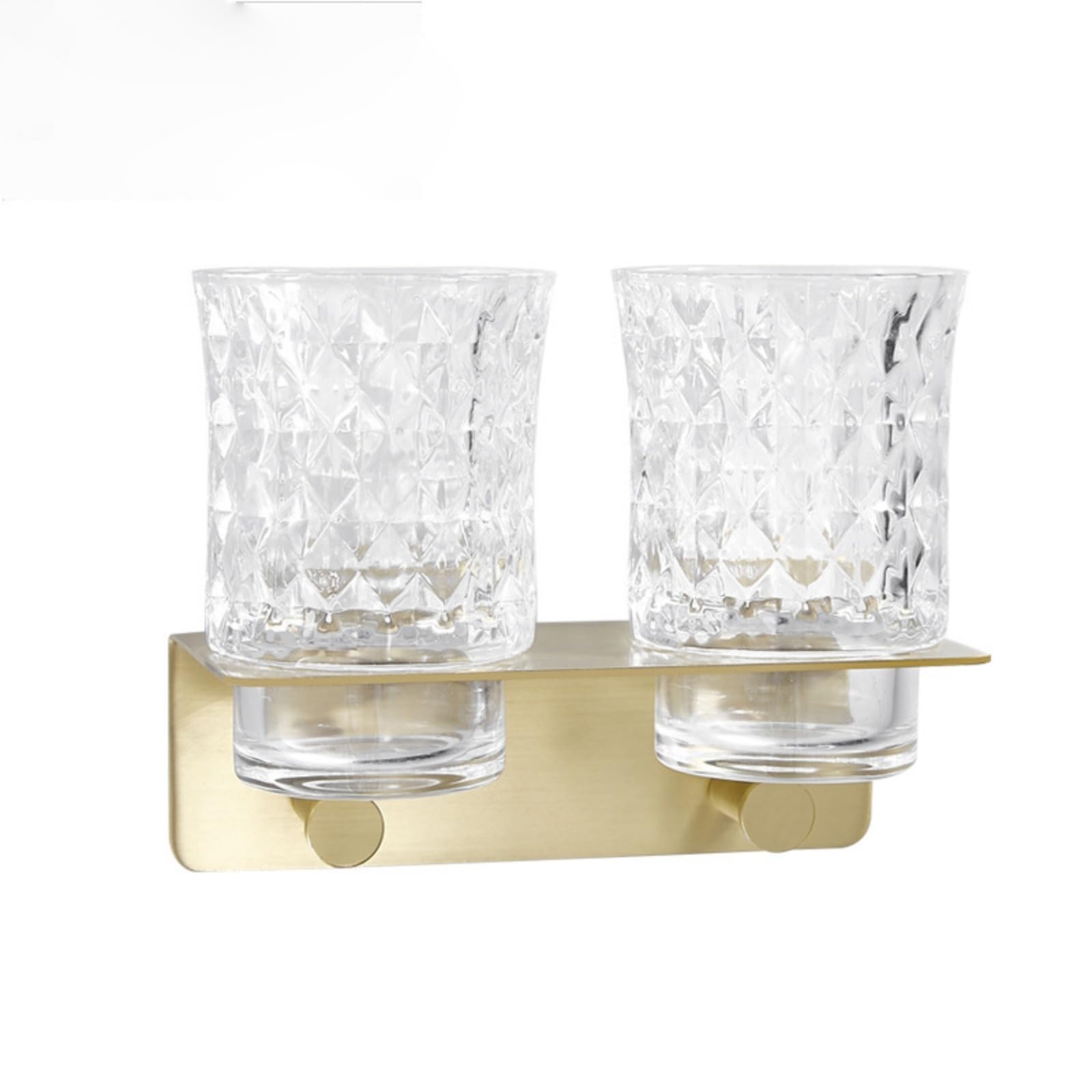 Portaspazzolino Doppio da Parete Nero, Portabicchieri Doppio Tutto in Ottone con 2 Bicchieri di Vetro Bicchieri e Portaspazzolino Accessori da Bagno Accessori da Bagno Decor, Finitura Nero Opaco