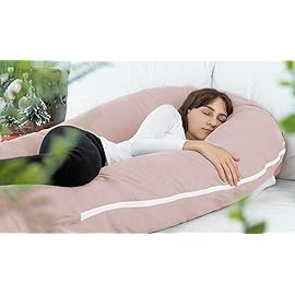 Meiz Pregnancy Pillows, Cooling Pregnancy Pillows for Sleeping, Maternity Pillow for Pregnant Woman, 65 Pregnant Pillows for Sleeping with Cooling Jersey Cover, Apricot