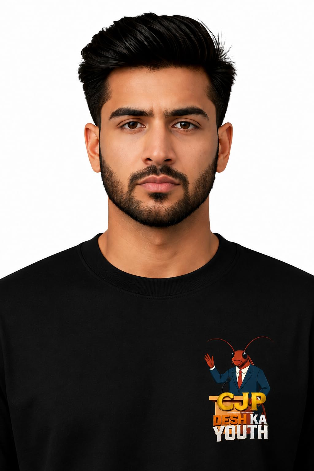 Cockroach Janta Party Graphic Oversized T-Shirt, Black, CJP Desh Ka Youth Print, Hum Nahi Darte (in, Alpha, S, Plus, Black, Half Sleeve) 2