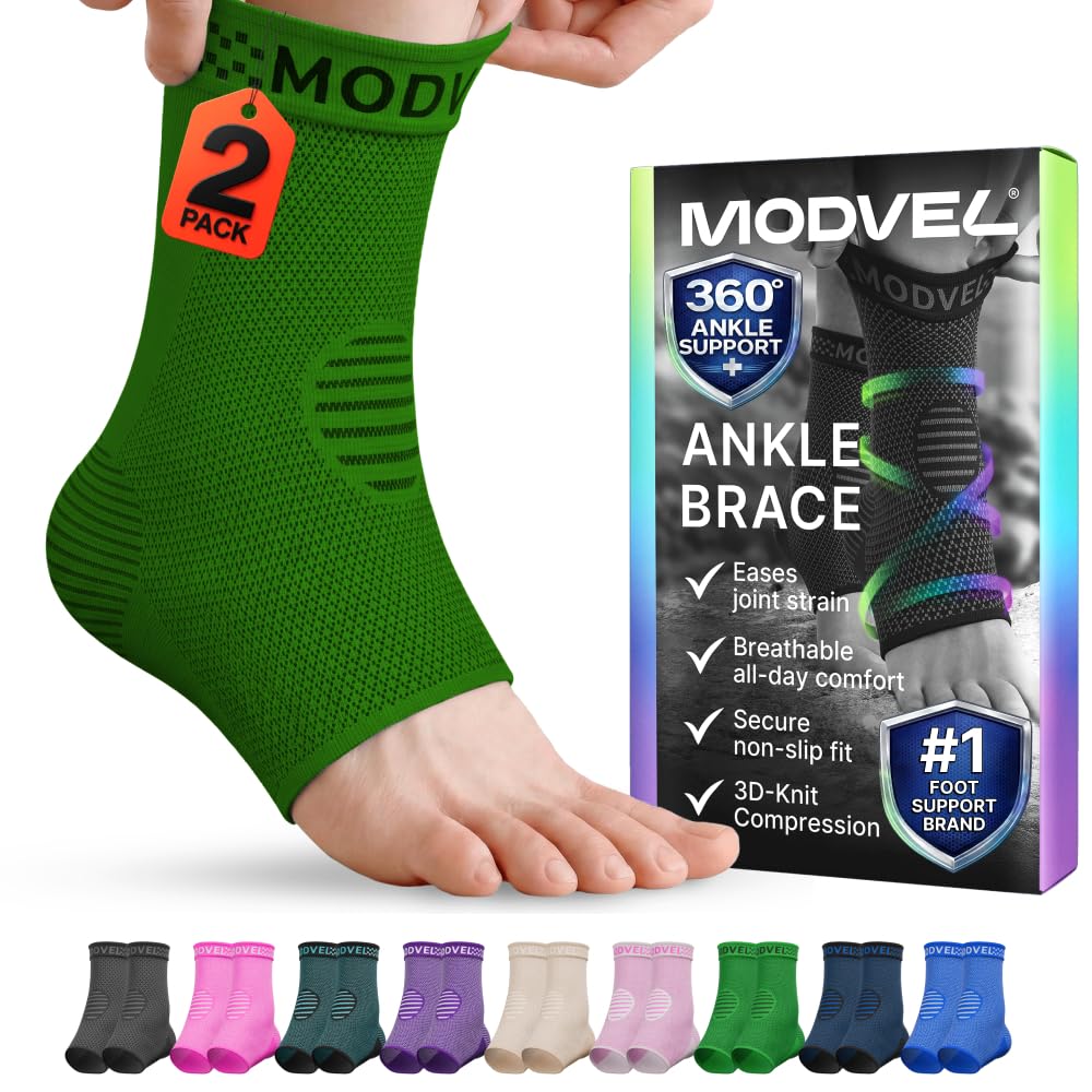 Modvel Foot & Ankle Brace Socks for Sprained Ankle Compression Sleeve - Plantar Fasciitis Relief Brace, Foot Support for pain Women & Men - Tendonitis