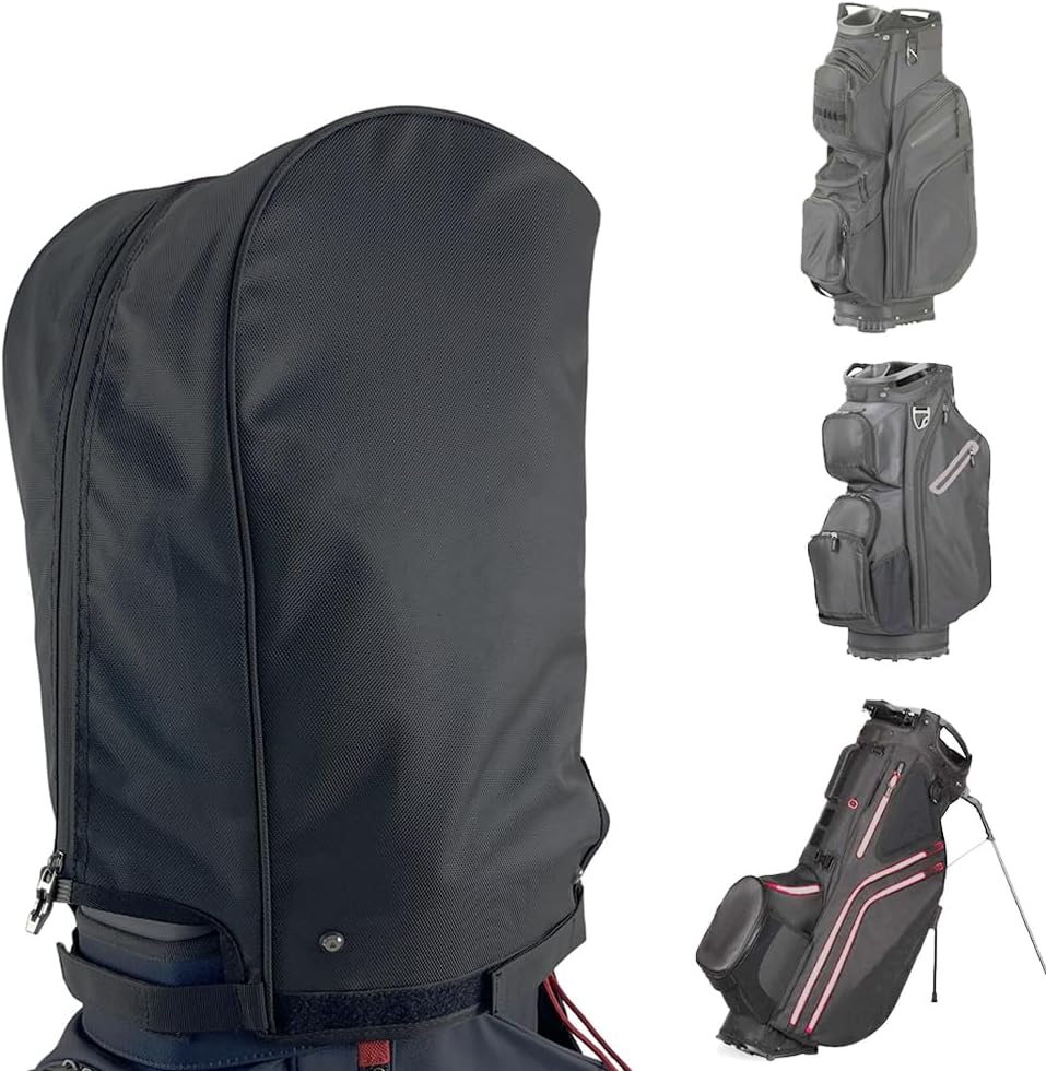 Golf Bag Cover rain Cover/Hood Nylon Waterproof dust Cover Fits Most Golf cart Bags Easy to use Collapsible and removabl Golf Accessory Gifts