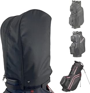 Golf Bag Cover rain Cover/Hood Nylon Waterproof dust Cover Fits Most Golf cart Bags Easy to use Collapsible and removabl Golf Accessory Gifts