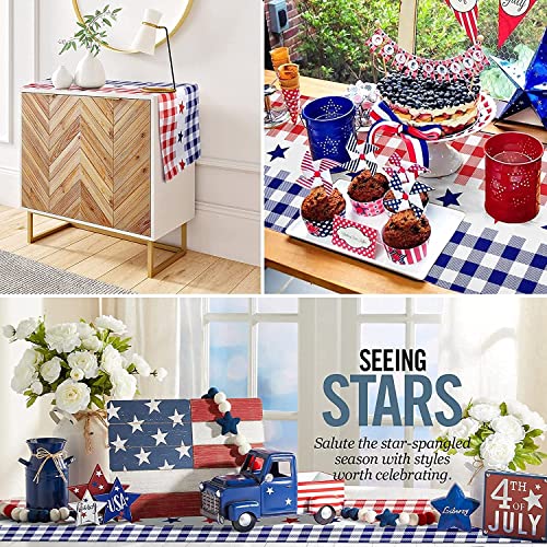 Sofevaim 4Th Of July Patriotic Table Runner, 14 X 72 Inches Long Gingham Red White Blue Stars American Flag Buffalo Plaid Table Cloth For Memorial Day Independence Day Veterans Day Table Decorations #TOP4