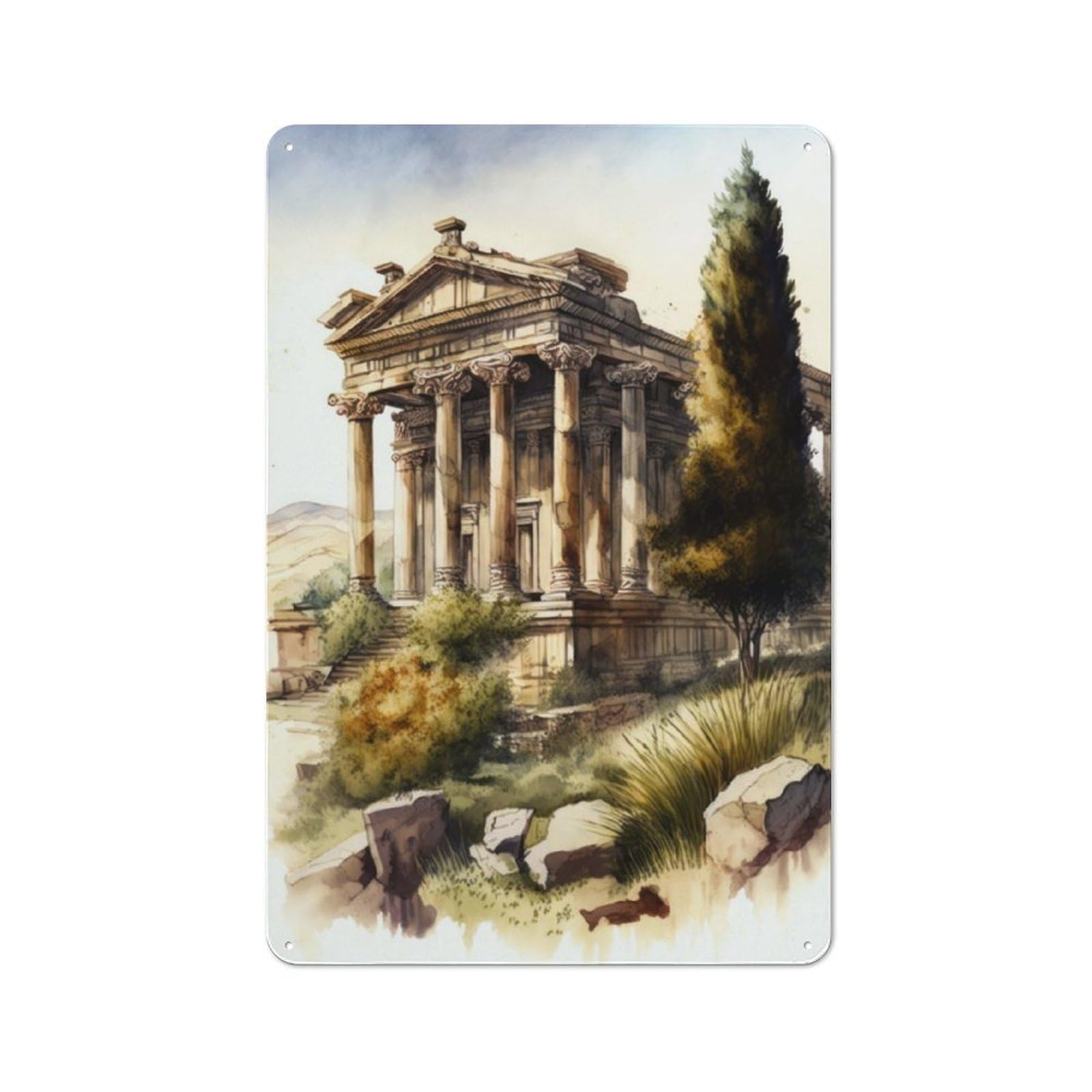 Junmoney Temple Of Artemis Turkey Tin Wall Plaque 30X20cm With For Pub Or Café, With Clear Vintage Wall Decor Character