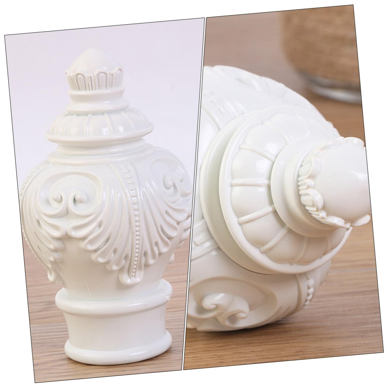 Embouts Décoratifs pour Tringles à Rideaux Design Créatif et Robuste Lot de 10 en Plastique Blanc pour Décoration de Chambre et Fenêtres