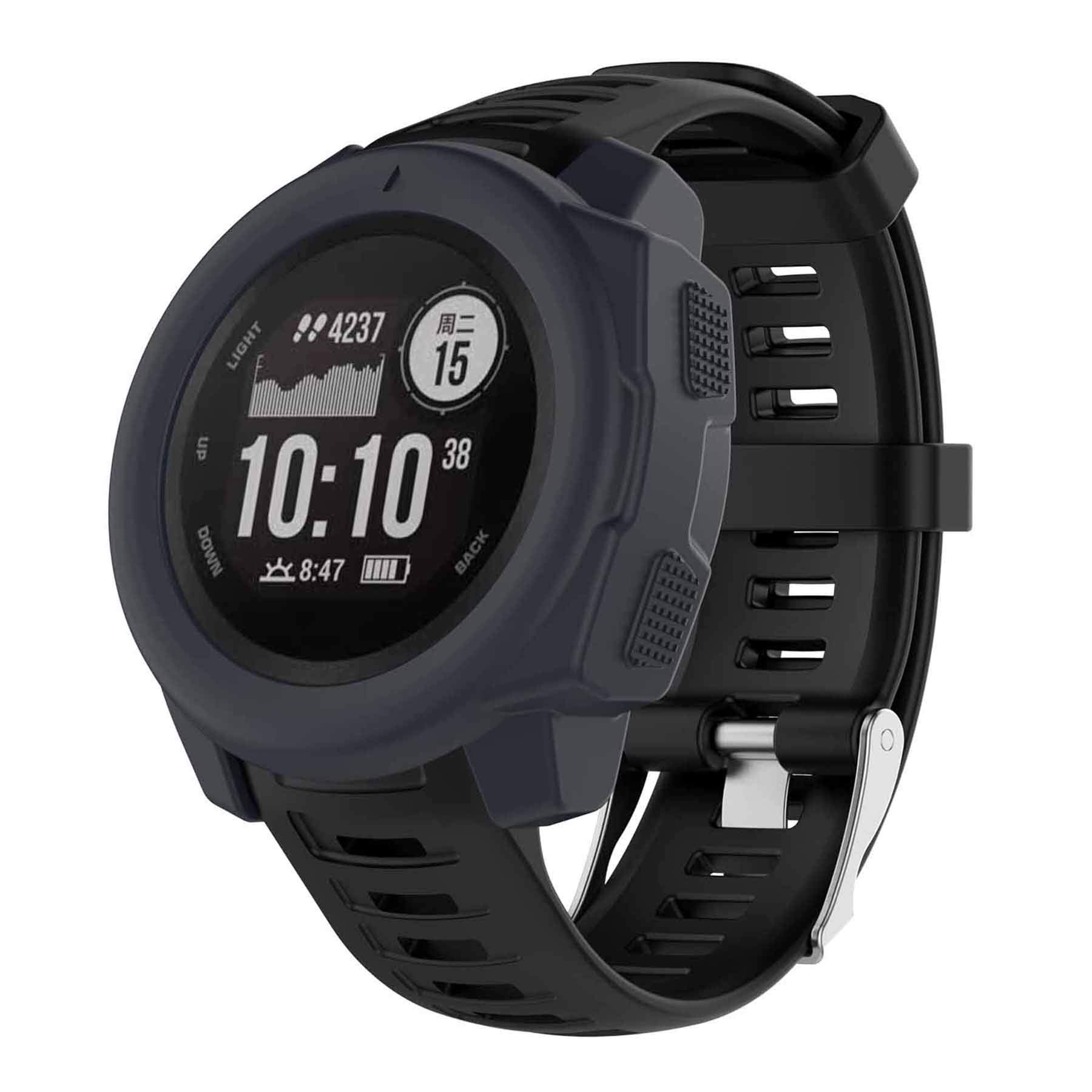 Pasek z etui kompatybilny z Garmin Instinct dla kobiet mężczyzn, klasyczny miękki silikonowy pasek do zegarka Garmin Instinct Tide / Tactical/Dual/Power Surf/Power/Esports Watch (czarny pasek +
