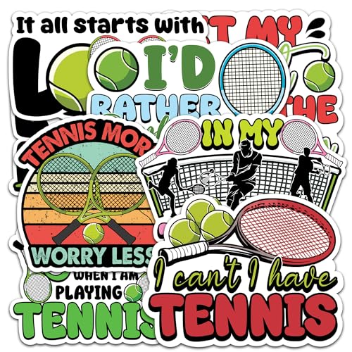 Image of Tennis Sport Sticker 8 Pcs (Large Size) Vinyl Stickers Laptop Waterproof Decal for Car Bumper Water Bottle Notebook Luggage Window Party Birthday Decorations - Size 4 Inches