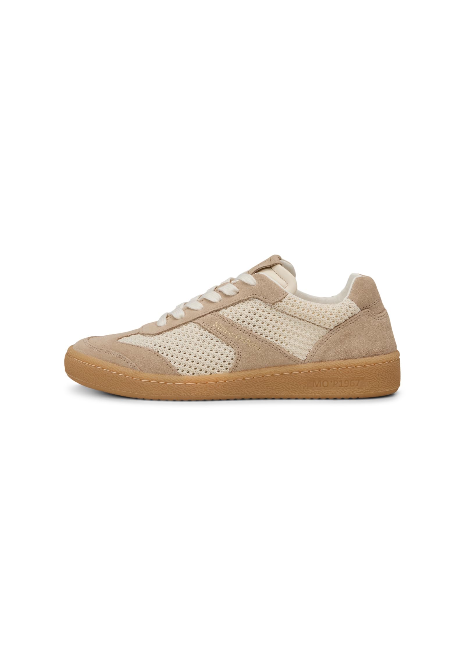 Marc O'Polo Sneaker Court Sneaker aus edlem Rindleder mit Häkeleinsätzen