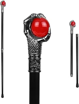 Red Dragon Claw Walking Stick Cane Steampunk Staff for Halloween Costume, Wizard Staff, Cosplay Accessories, Party Dress or Photo Prop - Walking Cane for Men and Women - Victorian Gothic Decor 36.5"