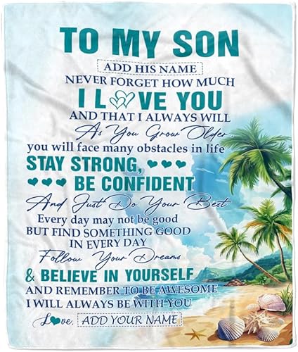 Miniatura 7 de Manta Personalizada Para Mi Hijo Regalos de Mamá Papá Madre Dondequiera que Esté Tu Viaje en la Vida Elefante Hijo Regalos de Cumpleaños Graduación