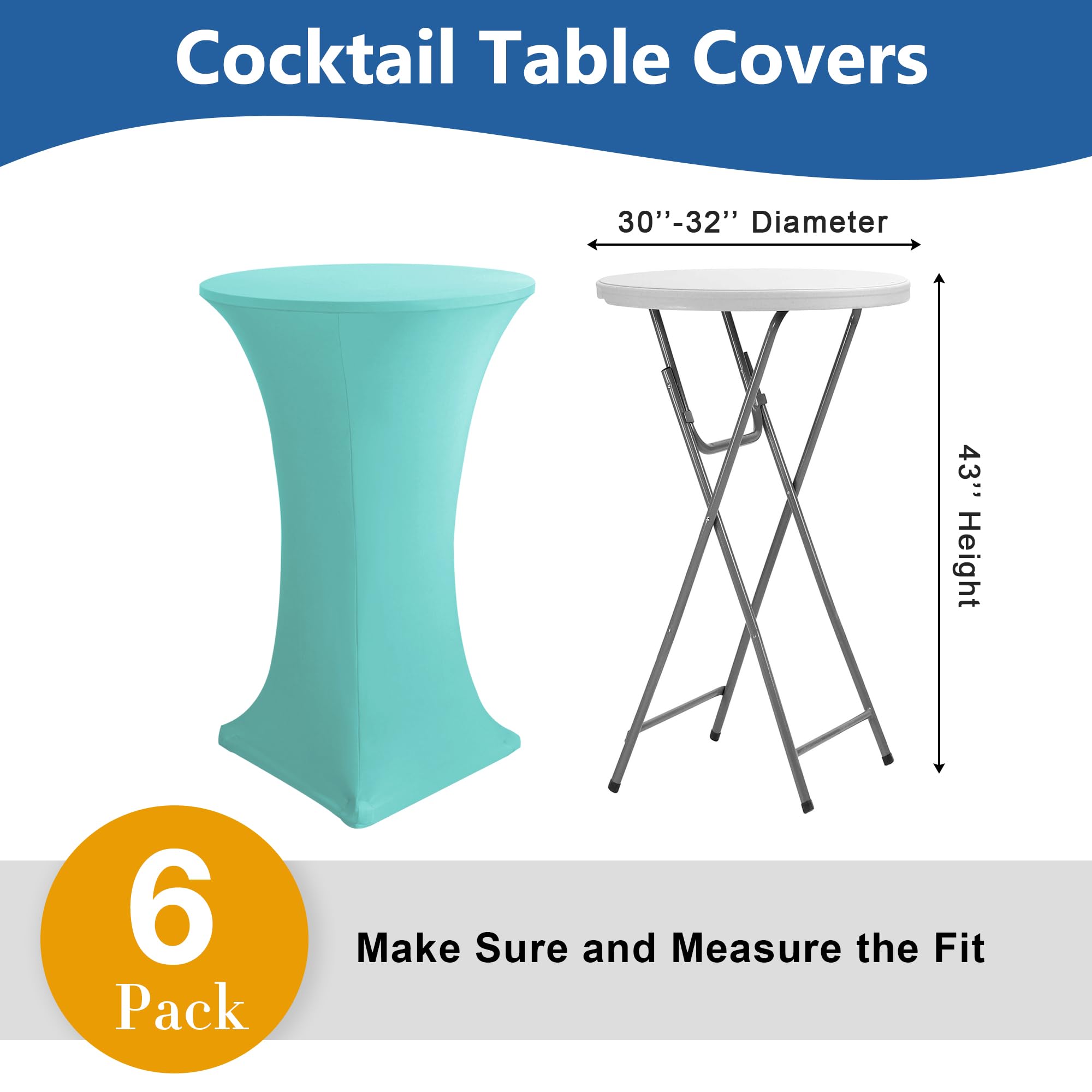 Tina's 32x43 Inch Highboy Spandex Cocktail Table Covers Black, Cocktail