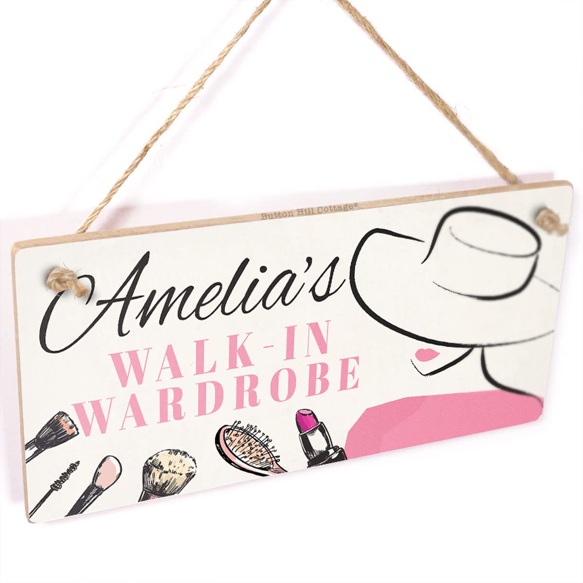 Personalised Walk-in Wardrobe Sign - Styish Fashion Themed Custom Wording Room Name Plaque
