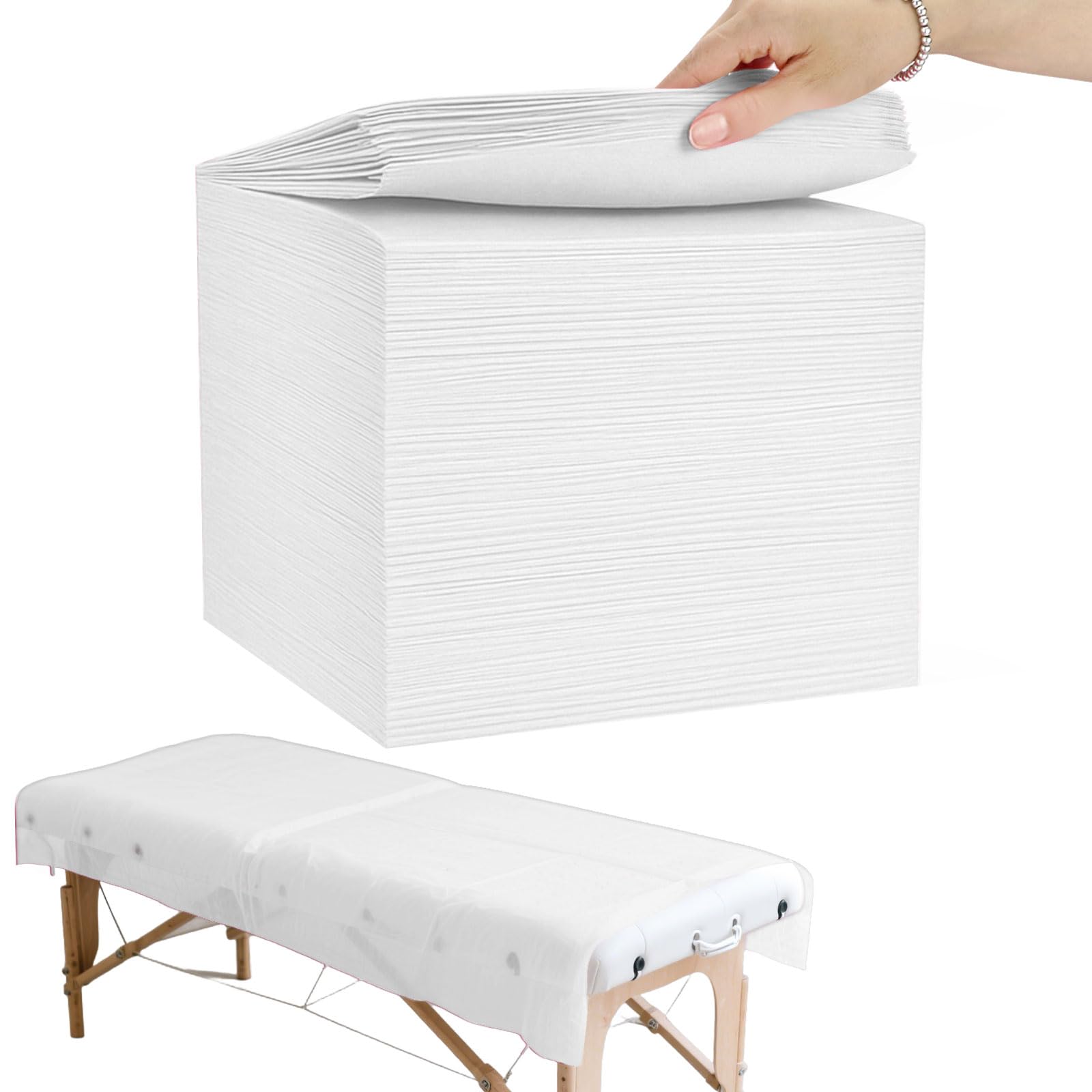 100 Pcs White Disposable Bed Sheets, 31 x 71 in Non-Woven Fabric