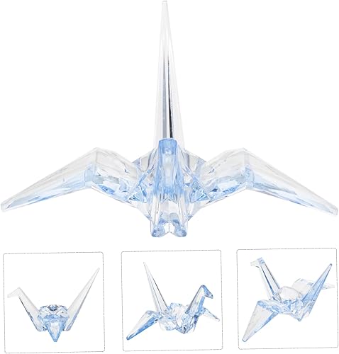 Miniatura 8 de Figura de grúa acrílica, adornos de cristal, decoración de cristales, adornos transparentes, figuras de animales para escultura de grúa de origami