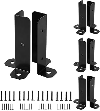 Railing Support Brackets, Stainless Steel Strut Channel Post Base, Ground Mount Adjustable Wood Fence Pergola Mailbox Square Column Anchor8pack