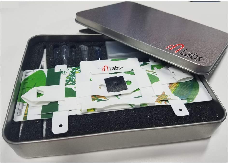 Deluxe Student Foldscope Waterproof Folding Scope Microscope Kit with 5 Nos Sample Slides