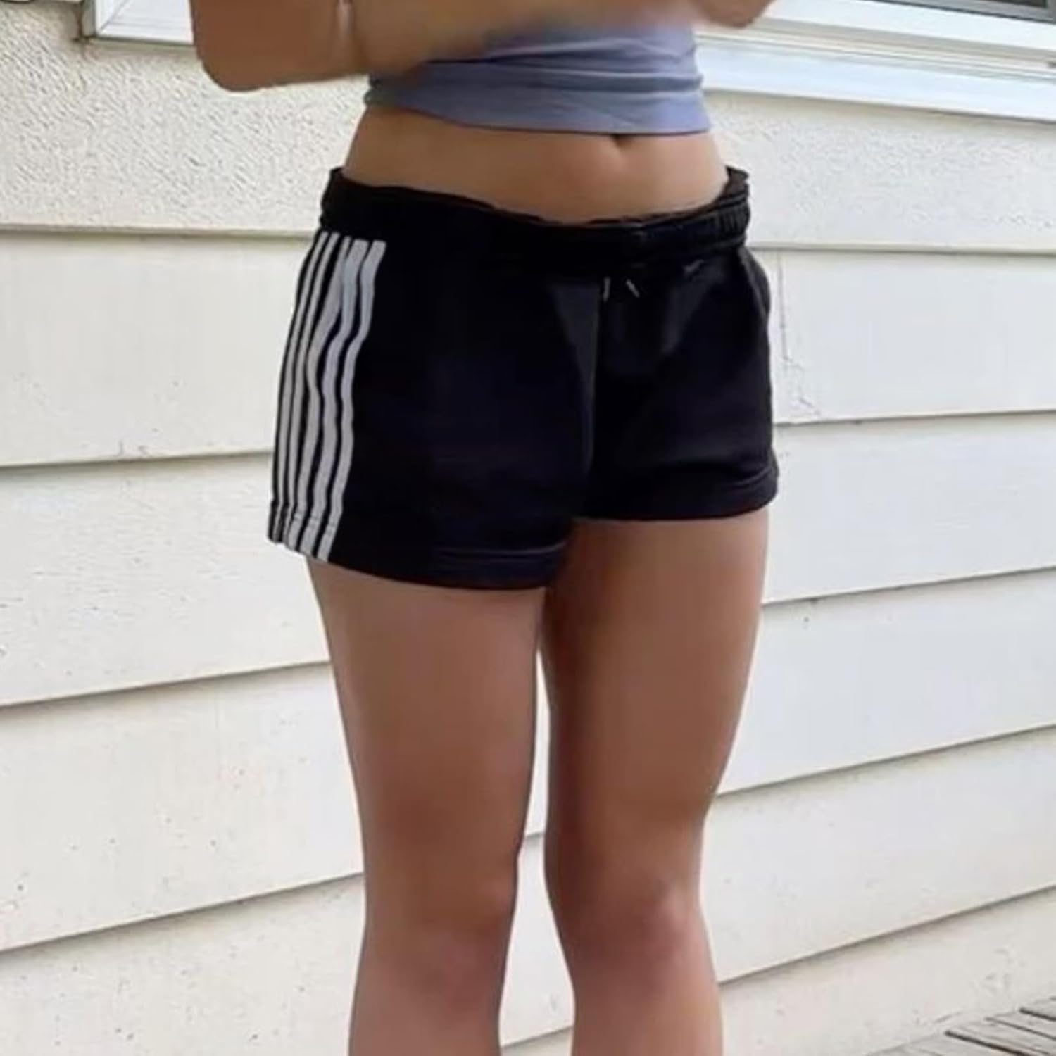 Seyurigaoka Women Striped Athletic Shorts Low Rise Wide Leg Gym Shorts Summer Loose Lounge Running Sweat Shorts - Image 3